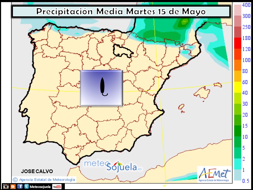 Mapa meteorologico precipitaciones de hoy en La Rioja. Meteosojuela