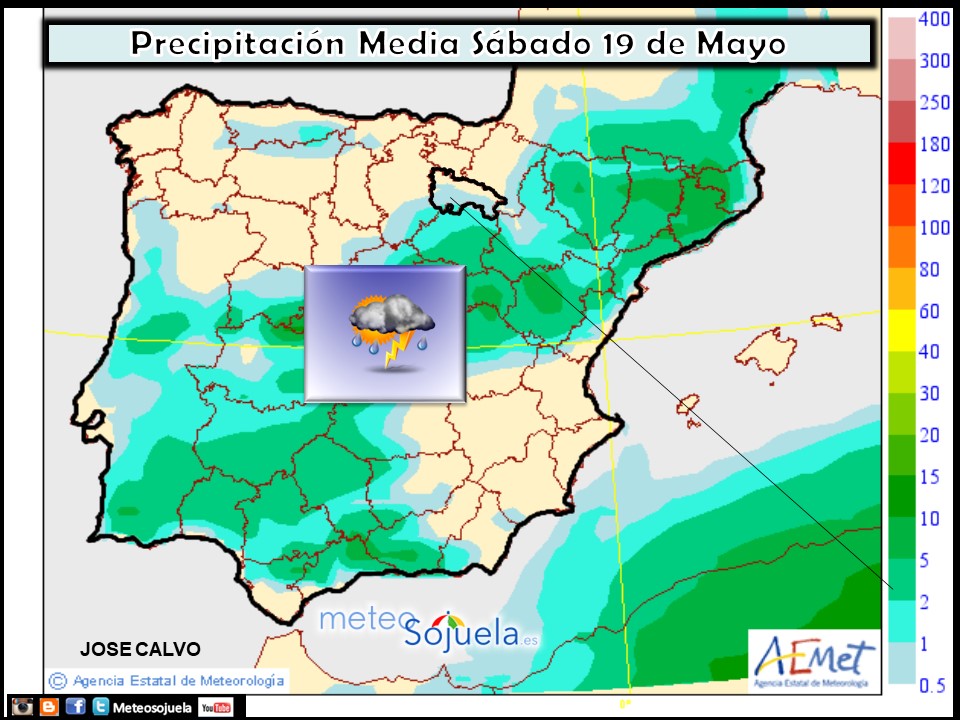 Mapa meteorologico precipitaciones de hoy en La Rioja. Meteosojuela