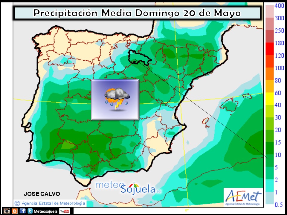 Mapa meteorologico precipitaciones de hoy en La Rioja. Meteosojuela