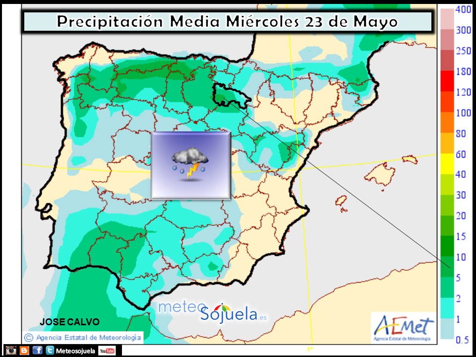 Mapa meteorologico precipitaciones de hoy en La Rioja. Meteosojuela