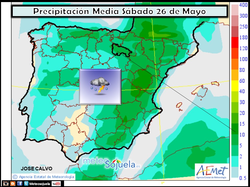 Mapa meteorologico precipitaciones de hoy en La Rioja. Meteosojuela
