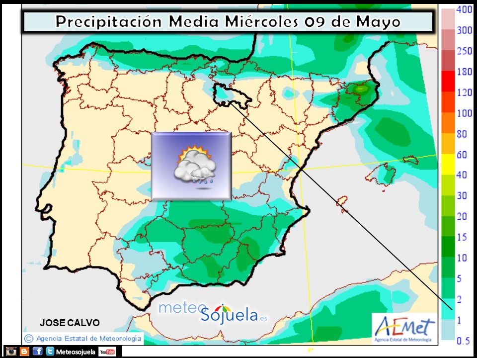 Mapa meteorologico precipitaciones de hoy en La Rioja. Meteosojuela