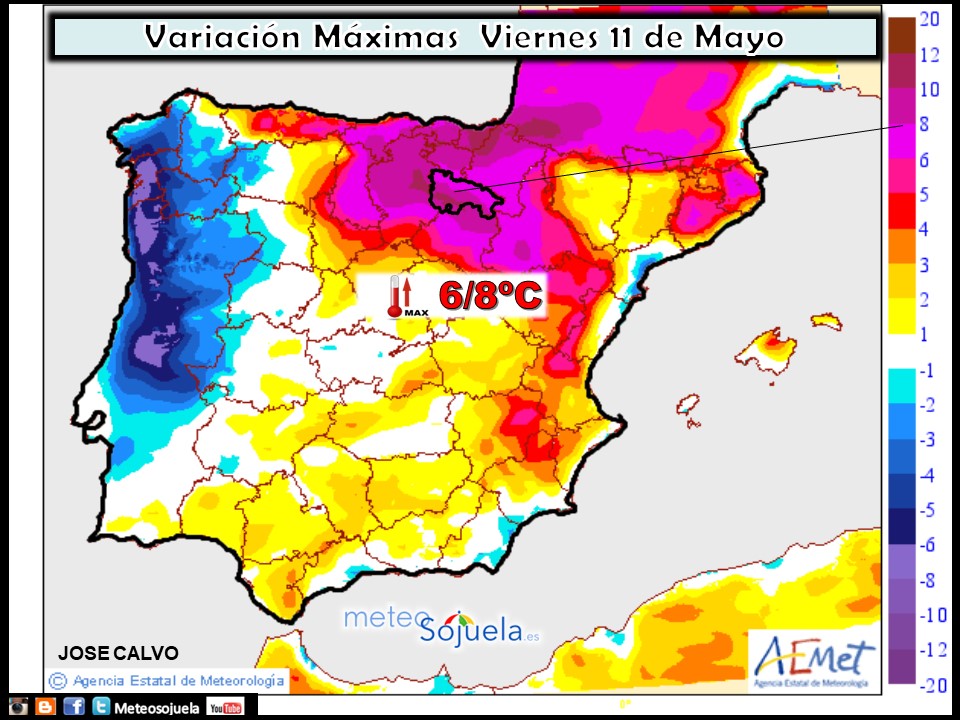 Temperaturas máximas. AEMET.Meteosojuela