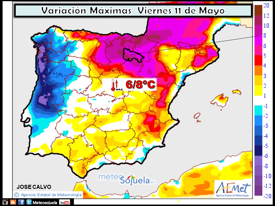 Mapa Mapa meteorologico de temperaturas de hoy en La Rioja. Meteosojuelameteorologico de temperaturas de hoy en La Rioja. Meteosojuela
