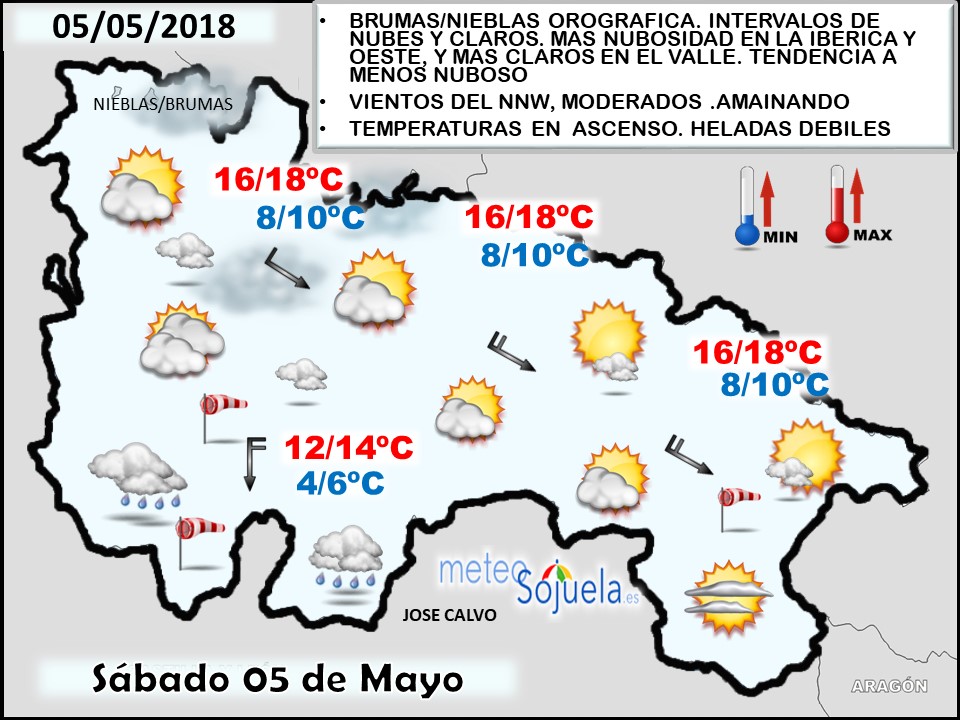 Mapa meteorologico significativo de hoy en La Rioja. Meteosojuela