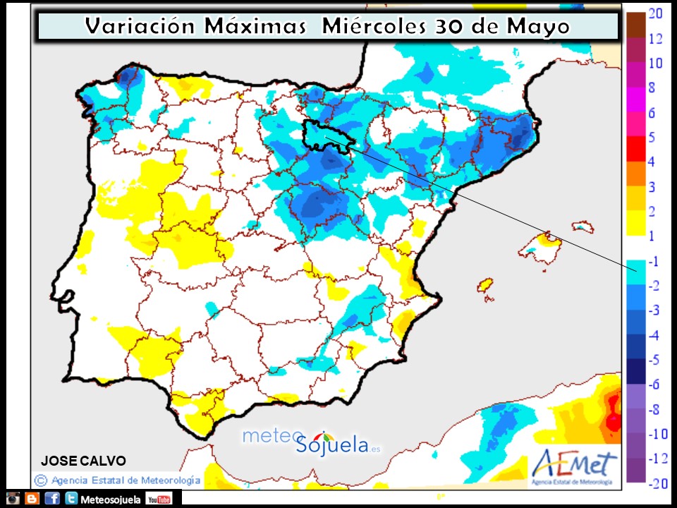 Modelo de temperaturas máximas de AEMET.Meteosojuela