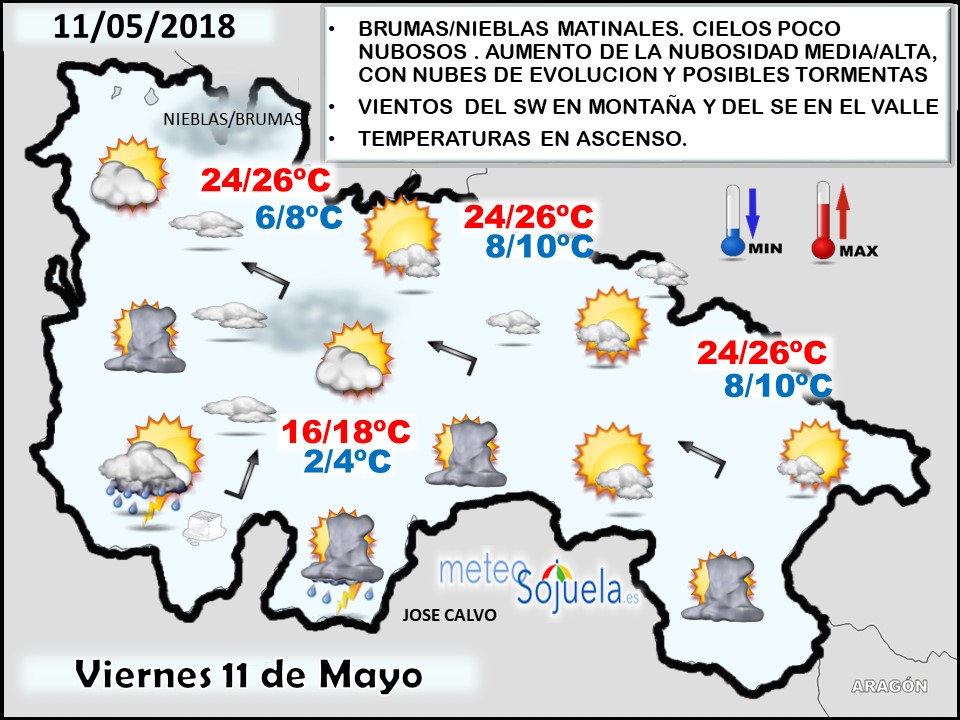 Mapa meteorologico significativo de hoy en La Rioja. Meteosojuela