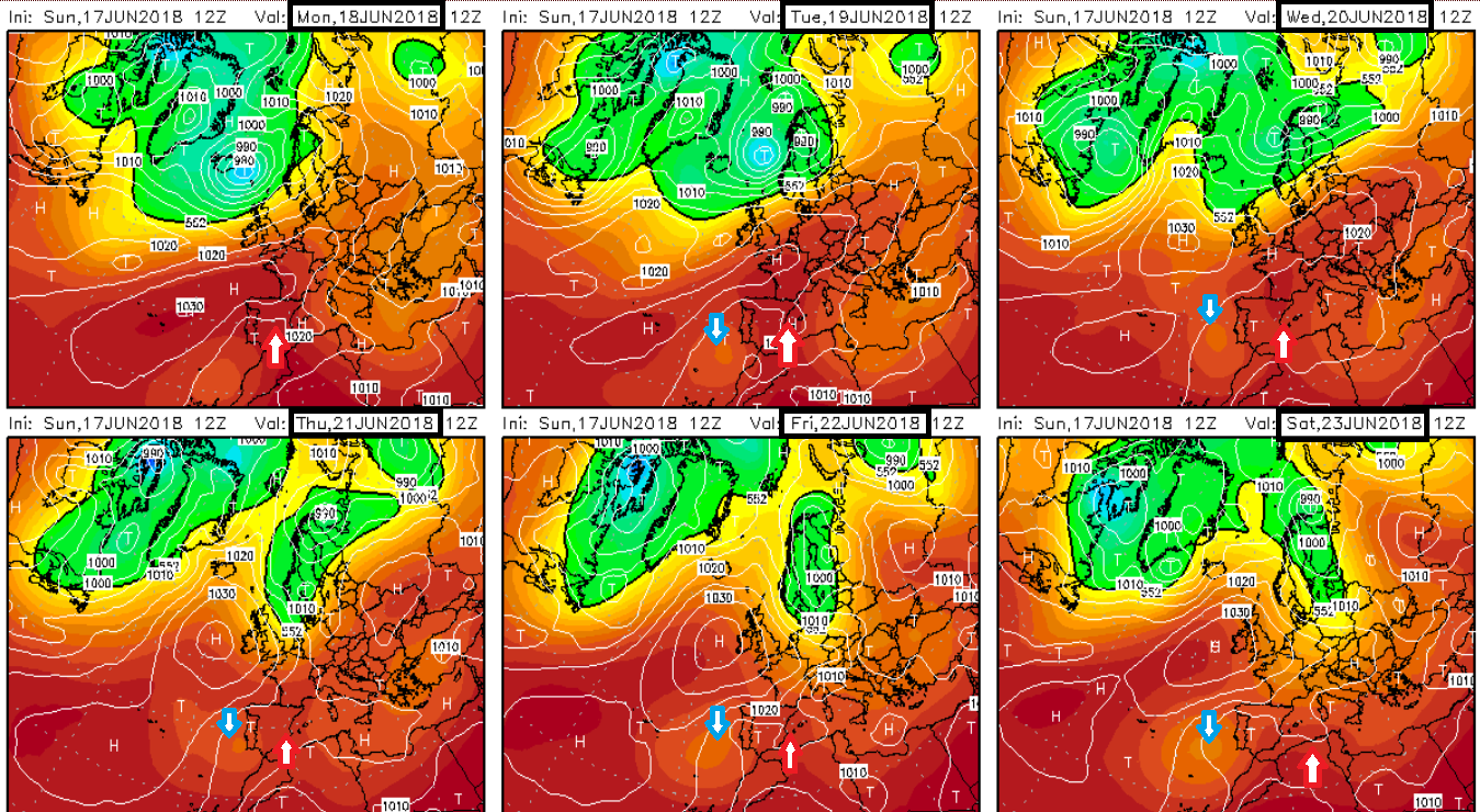 Anomalías de Geopotencial a 500hPa. Meteosojuela