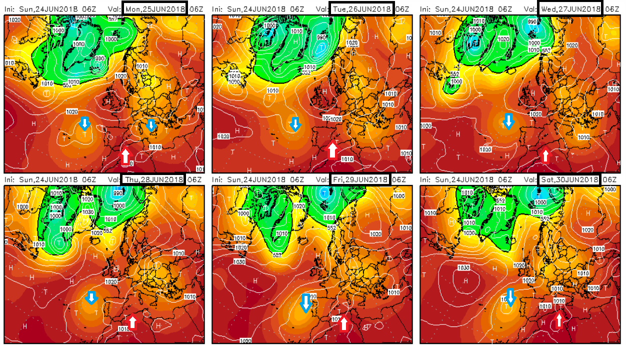 Anomalías de Geopotencial a 500hPa. Meteosojuela