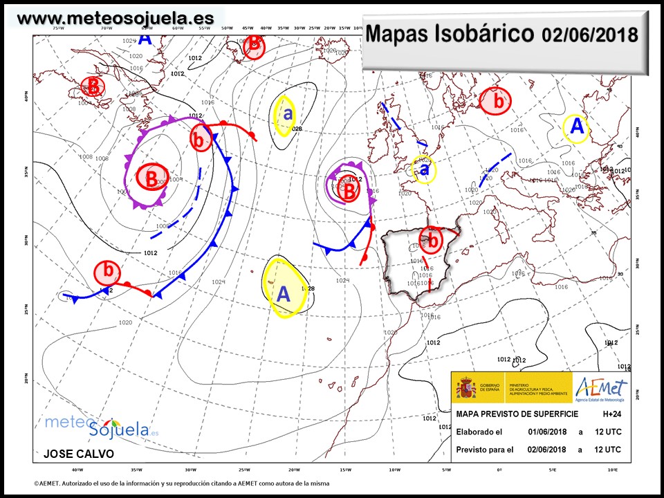 Mapa meteorologico isobárico de hoy en La Rioja. Meteosojuela