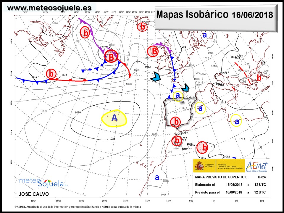 Mapa meteorologico isobárico de hoy en La Rioja. Meteosojuela