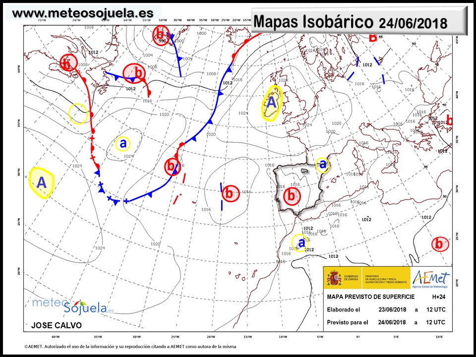 Mapa meteorologico isobárico de hoy en La Rioja. Meteosojuela