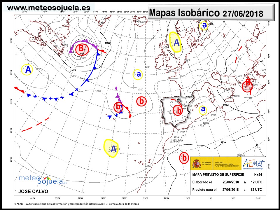 Mapa meteorologico isobárico de hoy en La Rioja. Meteosojuela
