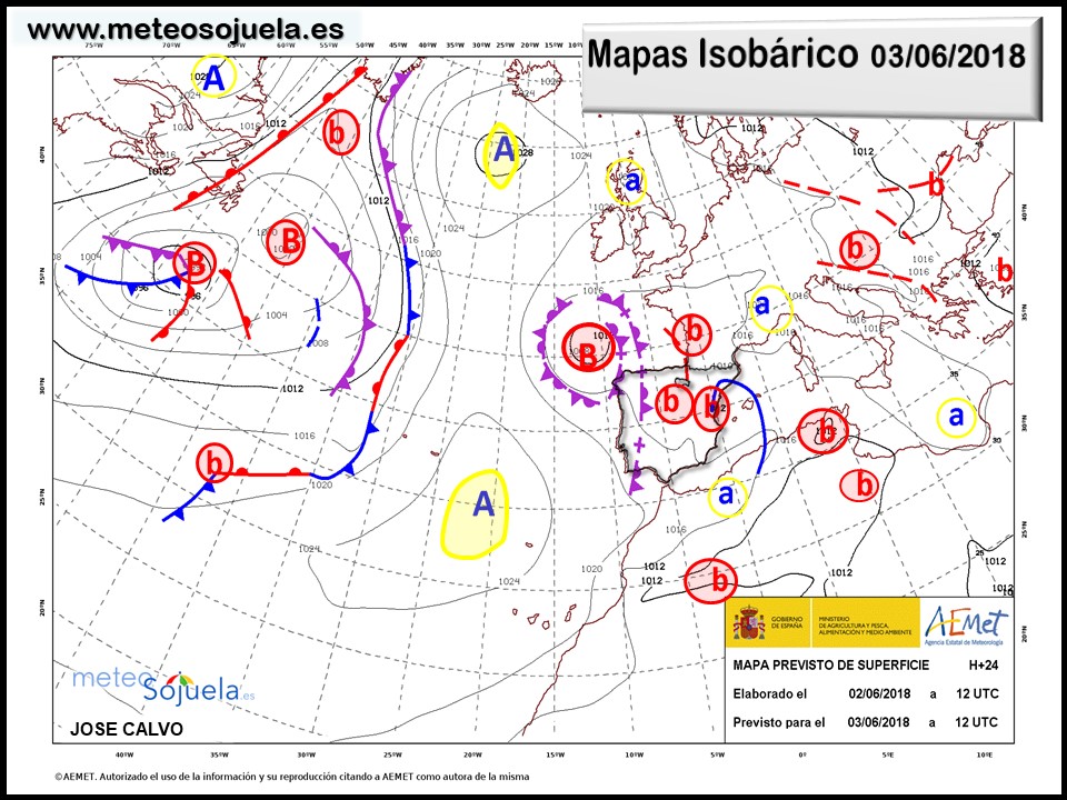 Mapa meteorologico isobárico de hoy en La Rioja. Meteosojuela