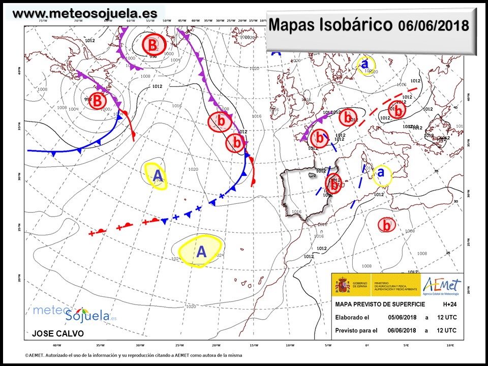 Mapa meteorologico isobárico de hoy en La Rioja. Meteosojuela