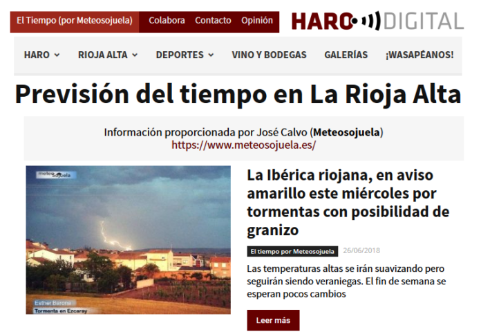 Portada Harodigital.com. Meteosojuela
