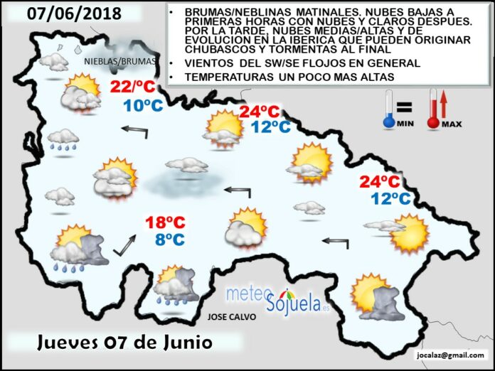 Mapa meteorologico significativo de hoy en La Rioja. Meteosojuela Mapa meteorologico significativo de hoy en La Rioja. Meteosojuela