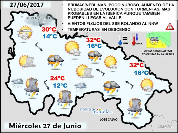 Mapa meteorologico significativo de hoy en La Rioja. Meteosojuela