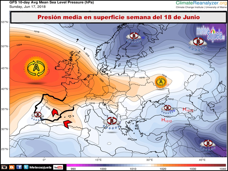 Mapa de presión media en superficie. Meteosojuela
