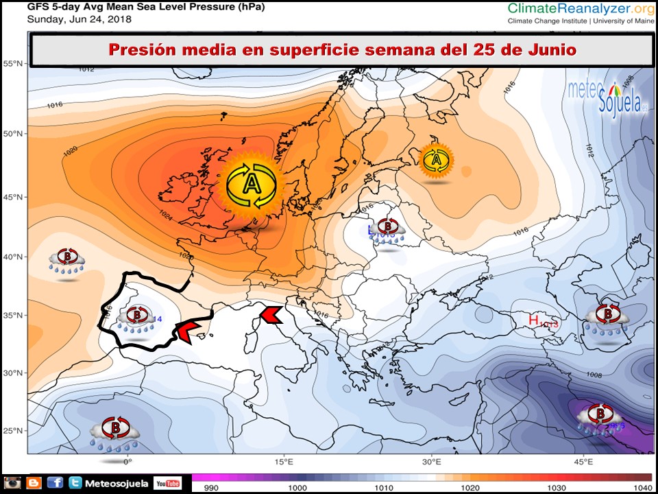 Mapa de presión media en superficie. Meteosojuela