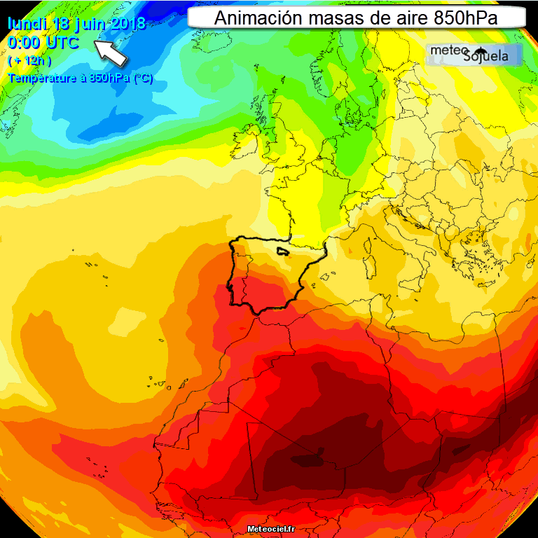 Animación masas de aire 850hPa. Meteosojuela