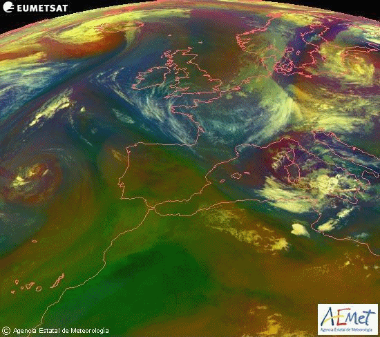 Animación masas de aire satélite Meteosat.Meteosojuela