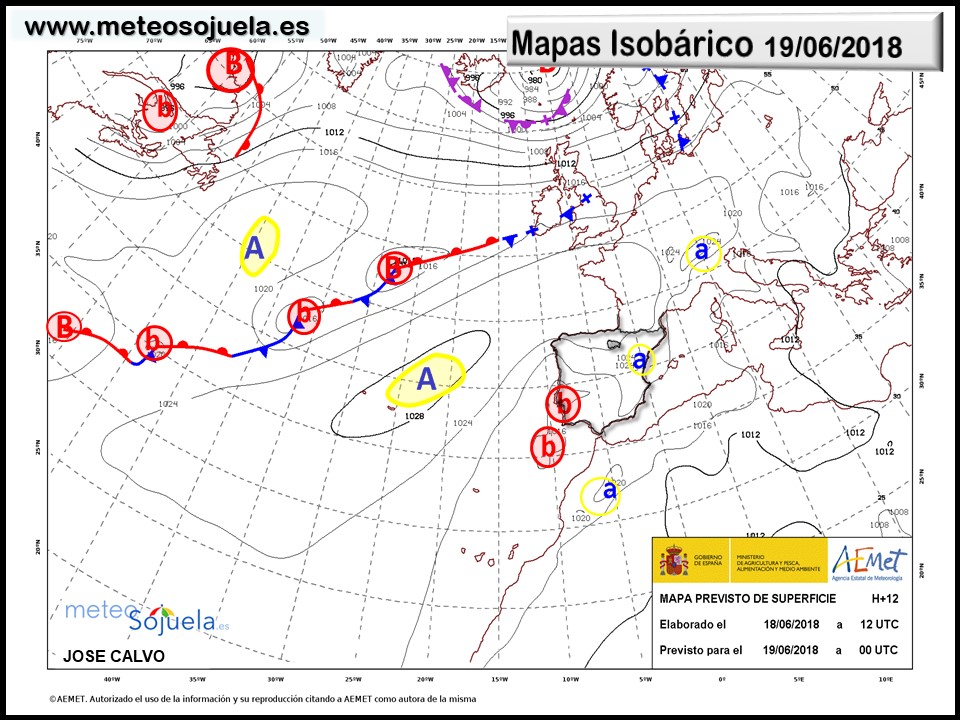 Mapa meteorologico isobárico de hoy en La Rioja. Meteosojuela