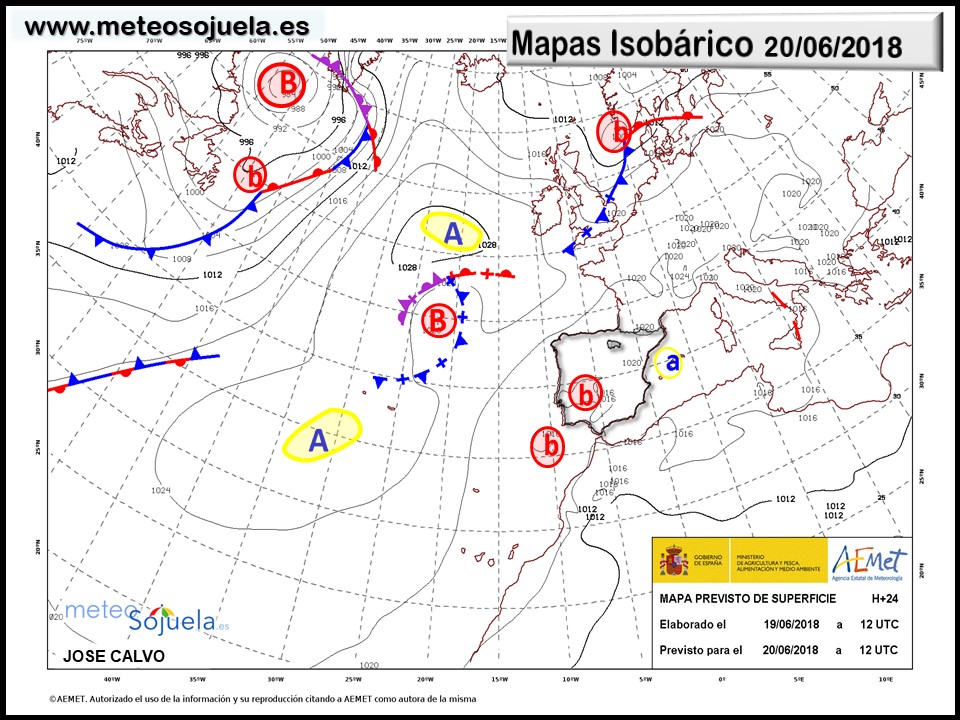 Mapa meteorologico isobárico de hoy en La Rioja. Meteosojuela