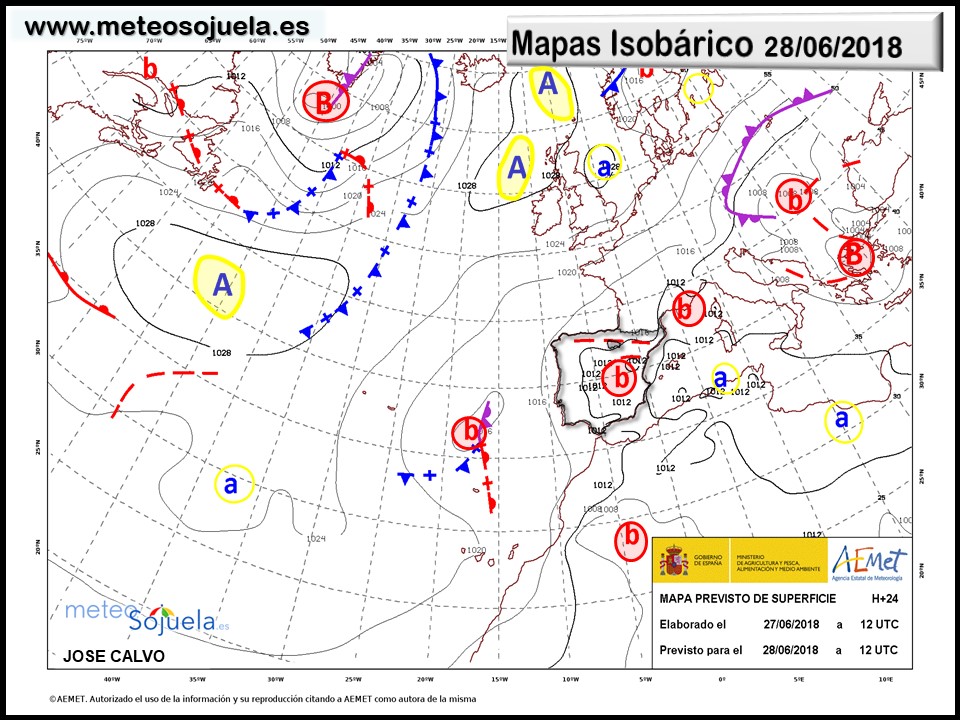 Mapa meteorologico isobárico de hoy en La Rioja. Meteosojuela