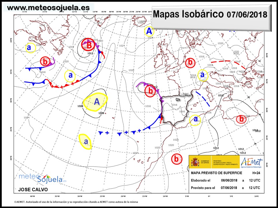 Mapa meteorologico isobárico de hoy en La Rioja. Meteosojuela