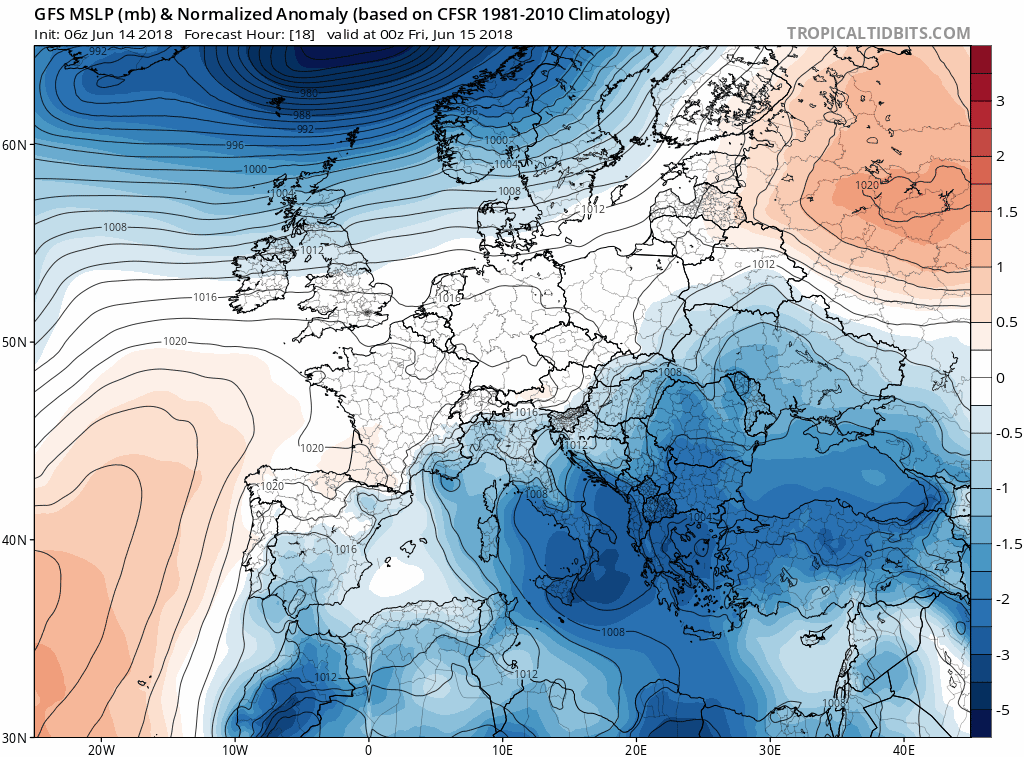 Animación anomalías presión y Geopotencial. Meteosojuela