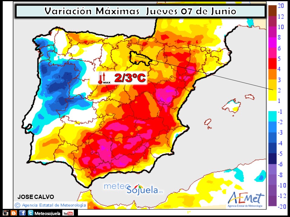 Temperaturas máximas. AEMET.Meteosojuela