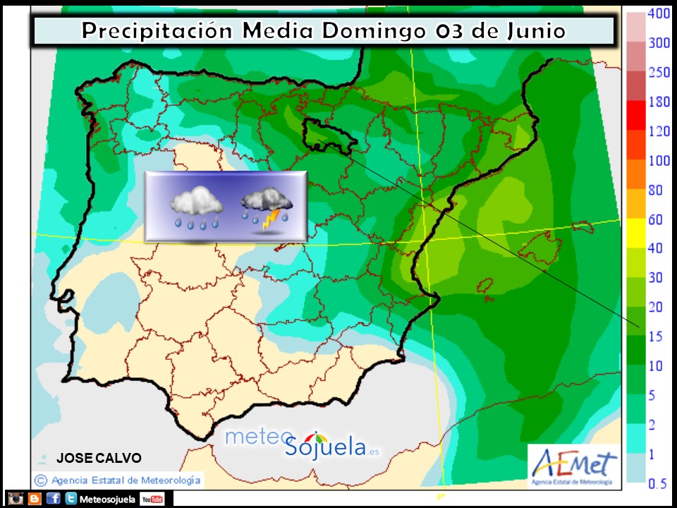 Mapa meteorologico precipitaciones de hoy en La Rioja. Meteosojuela