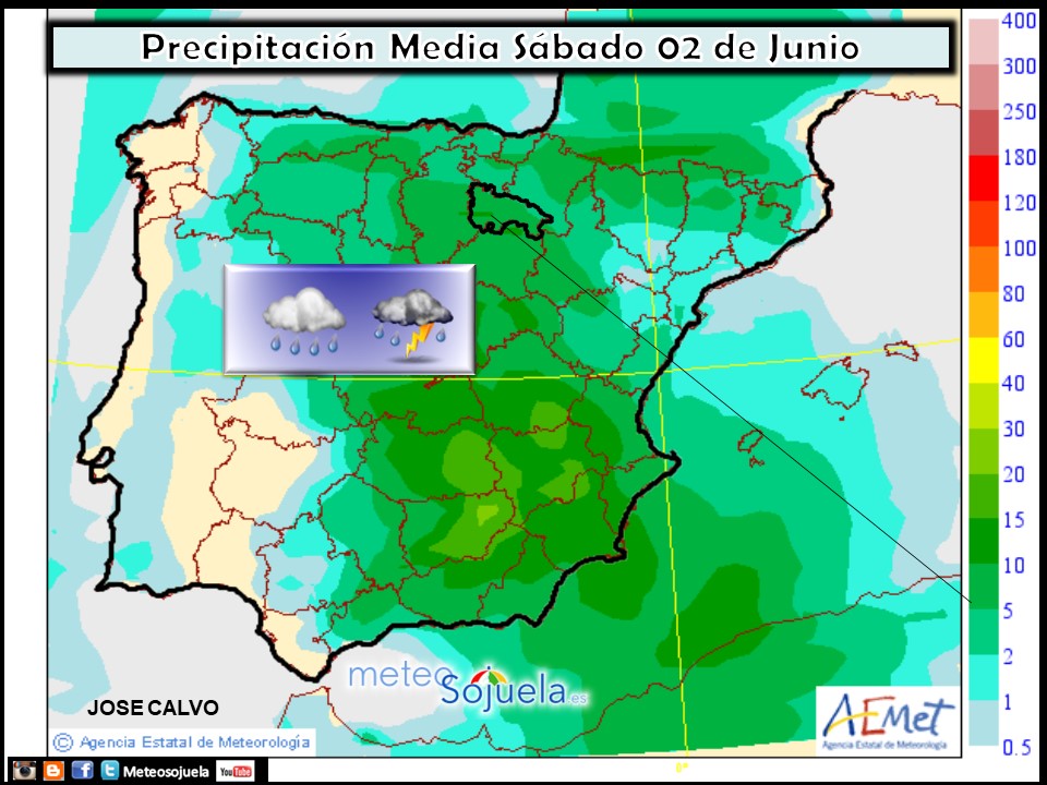 Mapa meteorologico precipitaciones de hoy en La Rioja. Meteosojuela