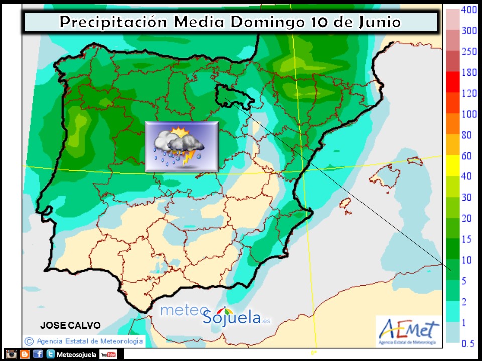 Modelo de precipitacion de AEMET.Meteosojuela