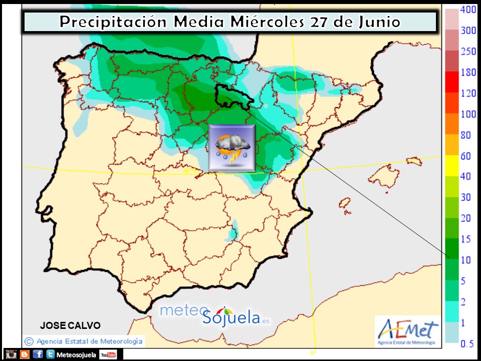 Modelo de precipitacion de AEMET.Meteosojuela