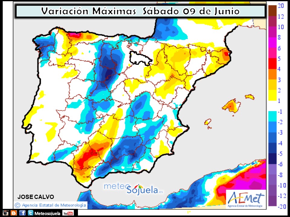 Temperaturas máximas. AEMET.Meteosojuela