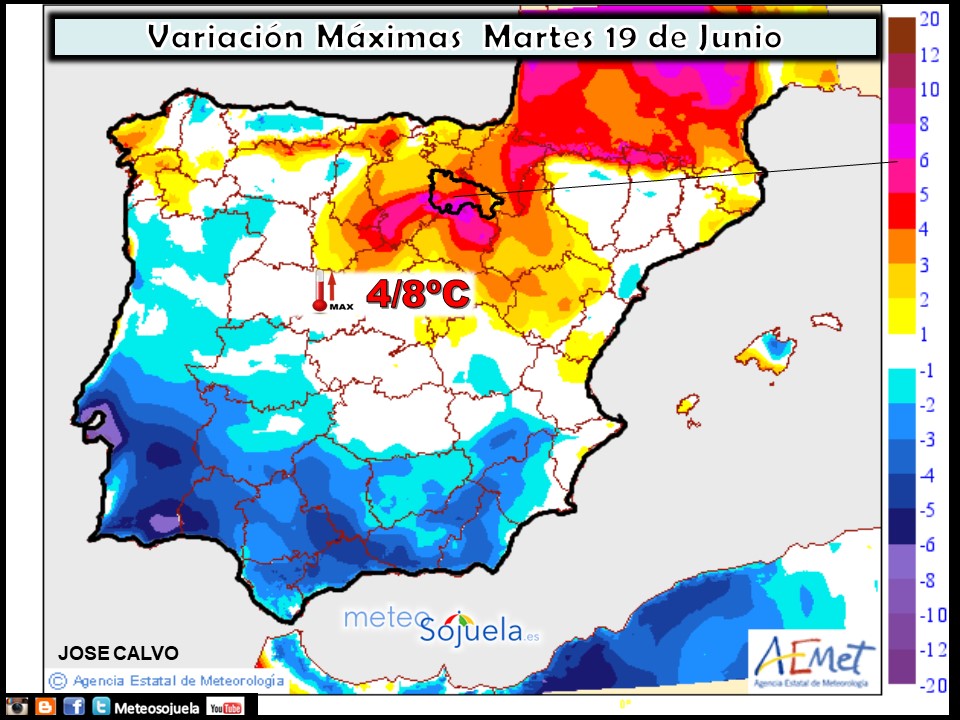Temperaturas máximas. AEMET.Meteosojuela
