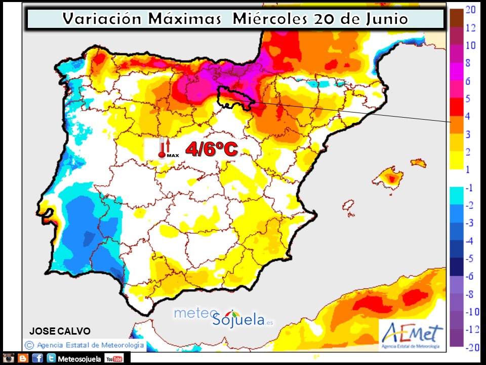 Temperaturas máximas. AEMET.Meteosojuela