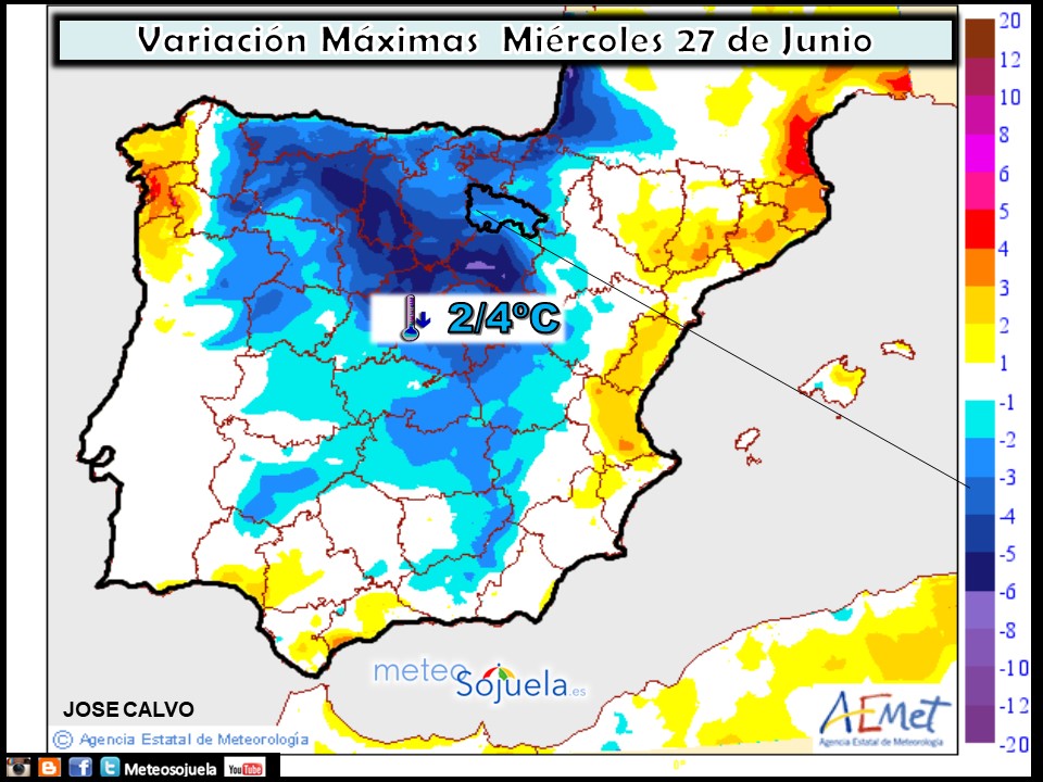 Temperaturas máximas. AEMET.Meteosojuela