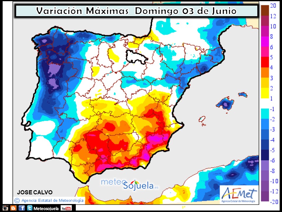 Modelo de temperaturas máximas de AEMET.Meteosojuela