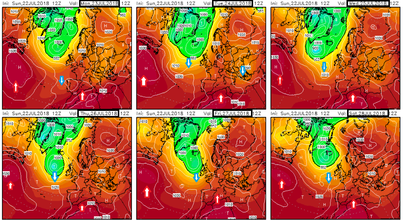 Anomalías de Geopotencial a 500hPa. Meteosojuela