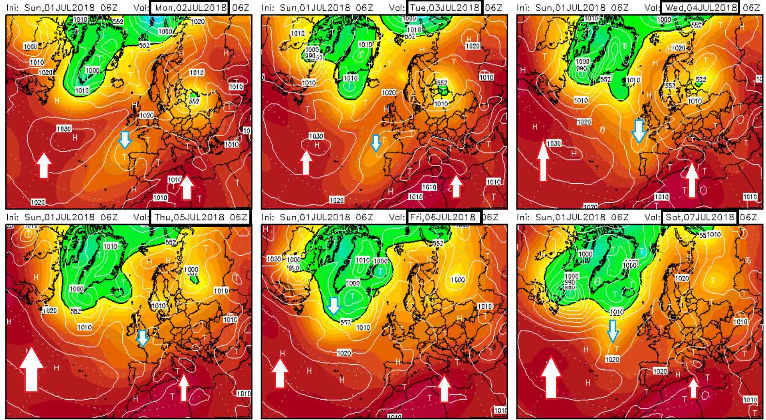 Anomalías de Geopotencial a 500hPa. Meteosojuela