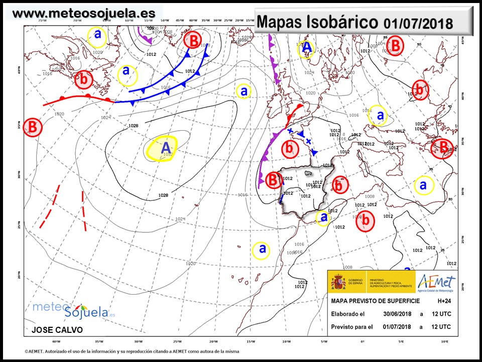 Mapa meteorologico isobárico de hoy en La Rioja. Meteosojuela