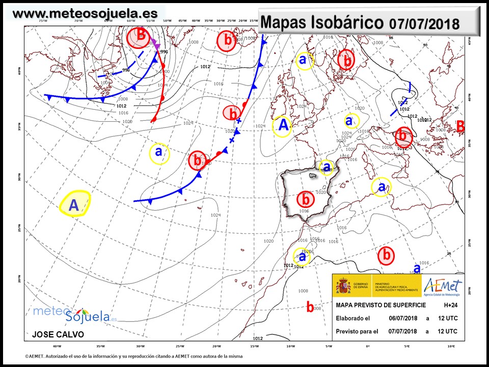 Mapa meteorologico isobárico de hoy en La Rioja. Meteosojuela