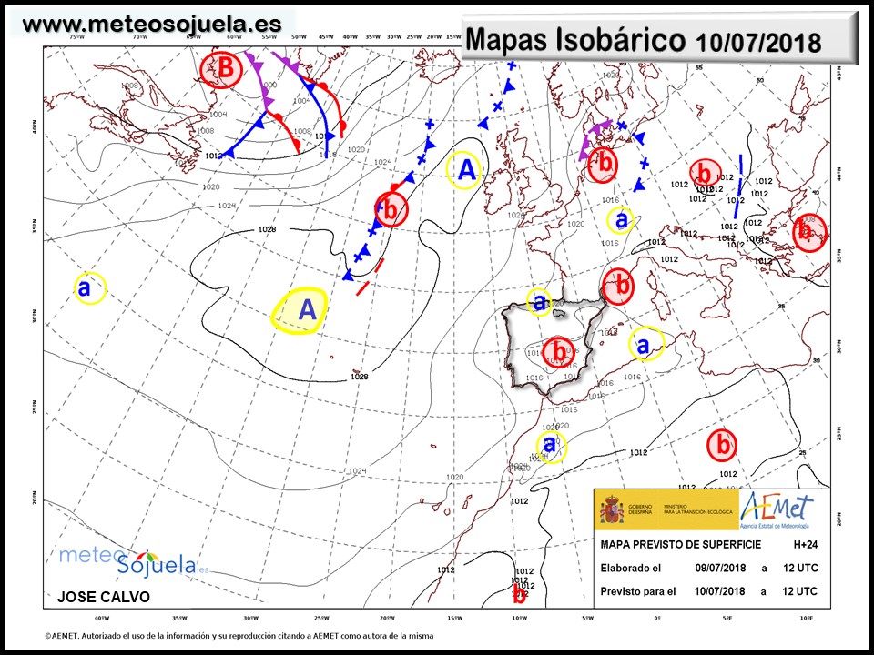 Mapa meteorologico isobárico de hoy en La Rioja. Meteosojuela