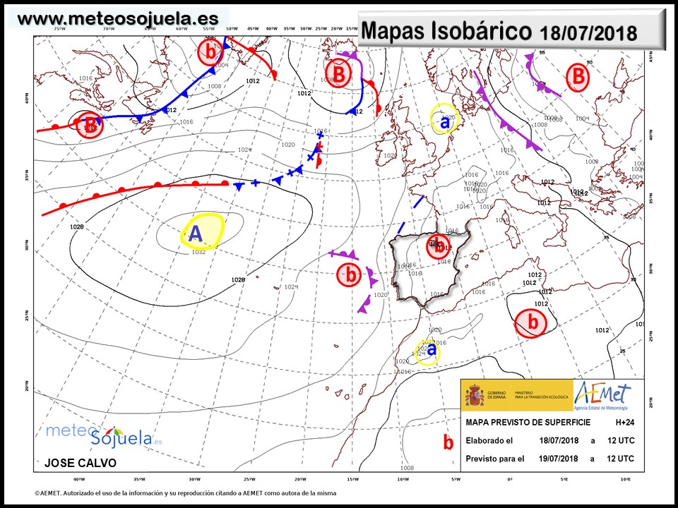 Mapa meteorologico isobárico de hoy en La Rioja. Meteosojuela