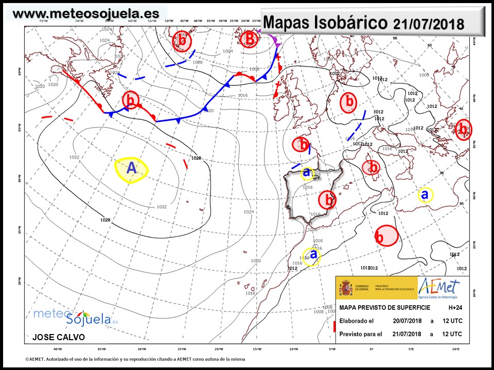Mapa meteorologico isobárico de hoy en La Rioja. Meteosojuela