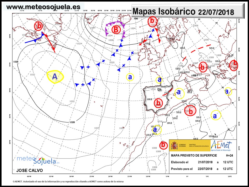 Mapa meteorologico isobárico de hoy en La Rioja. Meteosojuela