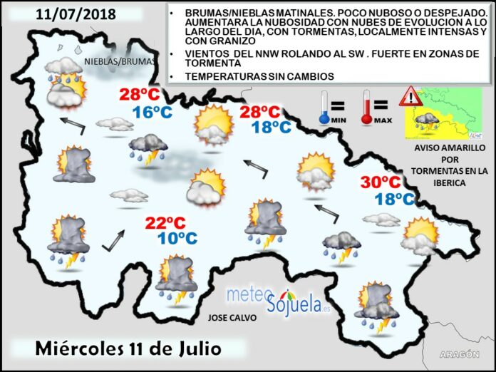 Mapa meteorologico significativo de hoy en La Rioja. Meteosojuela